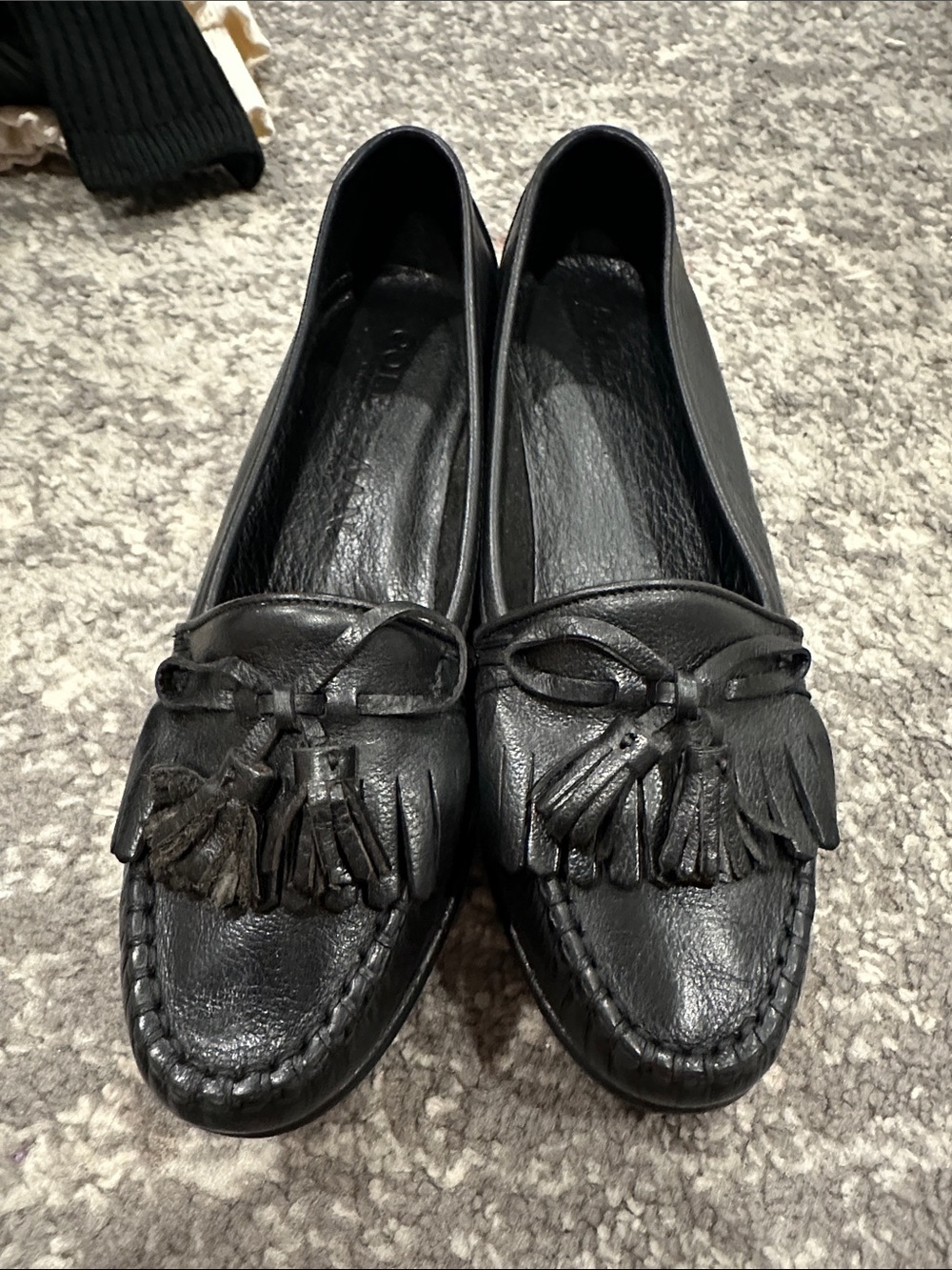 Cole Haan Black Tassel Kiltie Leather Loafers